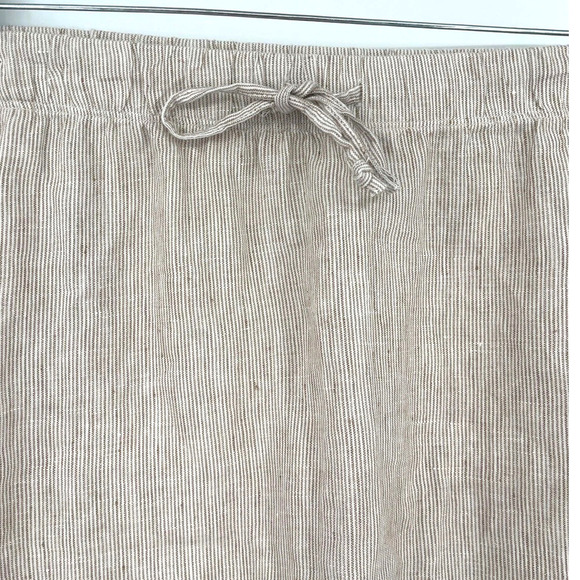 J.Jill Love 100% Linen A-Line Skirt Paperbag Waist  Pockets Tan Striped XL - Picture 7 of 10